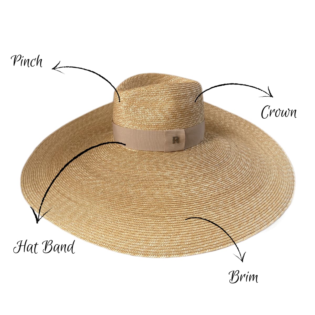 Ombre Extra Large Brim Straw Fedora with Beige Ribbon - Raceu Hats